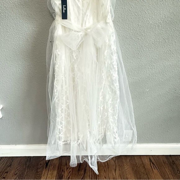 Lulus Ethereal Impression White Tulle Ruffled Bustier Dress Size Large NWT - Picture 9 of 12